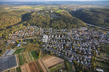From the northwest in the district Wolfartsweier in Karlsruhe in the state Baden-Wuerttemberg, Germany