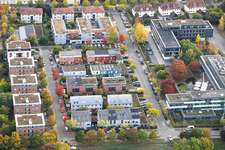 Modern residential complex (multi-family housing) between Willy-Brandt-Straße and Heinrich-Magnani-Straße in Ettlingen in the state Baden-Wuerttemberg, Germany