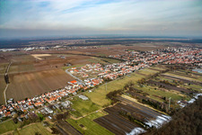Saarstrasse from the west in Kandel in the state Rhineland-Palatinate, Germany from above