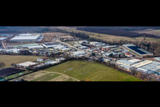 Horst industrial estate in the district Minderslachen in Kandel in the state Rhineland-Palatinate, Germany from the plane