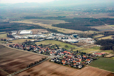 Village from the southeast in the district Minderslachen in Kandel in the state Rhineland-Palatinate, Germany