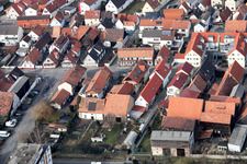 Aerial view of Rheinstraße x Raiffeisenstr in Kandel in the state Rhineland-Palatinate, Germany