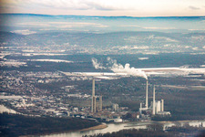EnBW in winter with snow in the district Daxlanden in Karlsruhe in the state Baden-Wuerttemberg, Germany