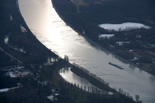 Aerial view of Rhine beach resort Rappenwört, Rhine in the district Daxlanden in Karlsruhe in the state Baden-Wuerttemberg, Germany