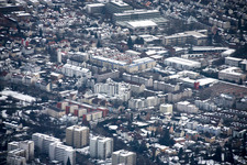 Aerial view of West in Ettlingen in the state Baden-Wuerttemberg, Germany