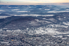 Black Forest edge in winter with snow in Ettlingen in the state Baden-Wuerttemberg, Germany