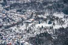 Kurhaus Waldbronn in the snow in the district Reichenbach in Waldbronn in the state Baden-Wuerttemberg, Germany