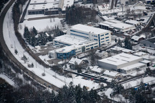 Ittersbach, industrial area in the district Im Stockmädle in Karlsbad in the state Baden-Wuerttemberg, Germany from above