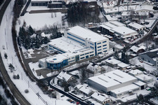 Ittersbach, industrial area in the district Im Stockmädle in Karlsbad in the state Baden-Wuerttemberg, Germany seen from above