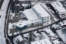 Drone image of Ittersbach, industrial area in the district Im Stockmädle in Karlsbad in the state Baden-Wuerttemberg, Germany