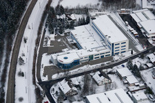 Ittersbach, industrial area in the district Im Stockmädle in Karlsbad in the state Baden-Wuerttemberg, Germany from the drone perspective