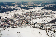 Place from the west in winter with snow in the district Gräfenhausen in Birkenfeld in the state Baden-Wuerttemberg, Germany