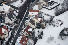 Aerial view of Mühlgasse in the district Gräfenhausen in Birkenfeld in the state Baden-Wuerttemberg, Germany