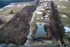 Aerial photograpy of Otterbachtal meadows flooded by meltwater in Minfeld in the state Rhineland-Palatinate, Germany