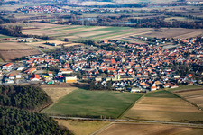 Aerial view of View of the town from the west in Hatzenbühl in the state Rhineland-Palatinate, Germany