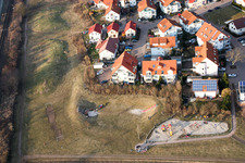Kirchweg in the new development area O in Bellheim in the state Rhineland-Palatinate, Germany from above