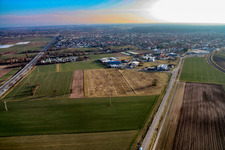 Oblique view of Nordring commercial area in Rülzheim in the state Rhineland-Palatinate, Germany