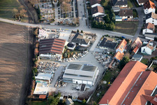 Aerial view of Friedebach natural stones in Rheinzabern in the state Rhineland-Palatinate, Germany