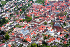 Aerial photograpy of Weinstr in Bad Bergzabern in the state Rhineland-Palatinate, Germany