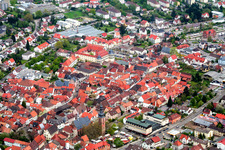 Aerial view of Königstr in Bad Bergzabern in the state Rhineland-Palatinate, Germany