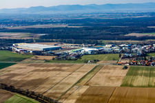 Drone recording of Construction of a new logistics hall in the Am Horst industrial estate in the district Minderslachen in Kandel in the state Rhineland-Palatinate, Germany