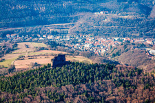 Aerial photograpy of Asselstein in Annweiler am Trifels in the state Rhineland-Palatinate, Germany