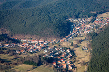 Village - view on the edge of agricultural fields and farmland in Spirkelbach in the state Rhineland-Palatinate, Germany