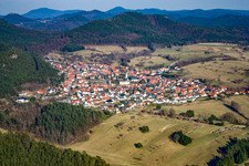 Village view from the west in Busenberg in the state Rhineland-Palatinate, Germany
