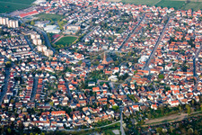 City center from the west in the district Linkenheim in Linkenheim-Hochstetten in the state Baden-Wuerttemberg, Germany