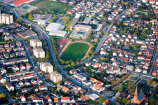 Sports fields at the school center in the district Linkenheim in Linkenheim-Hochstetten in the state Baden-Wuerttemberg, Germany