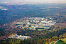 Aerial view of Karlsruhe Research Center (KIT) in the district Leopoldshafen in Eggenstein-Leopoldshafen in the state Baden-Wuerttemberg, Germany