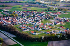 Aerial view of Village view in the district Hardtwald in Neupotz in the state Rhineland-Palatinate, Germany