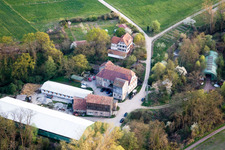 Oblique view of Wanzheim Mill in Rheinzabern in the state Rhineland-Palatinate, Germany
