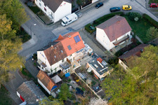 Aerial view of Elsässer Straße x Am Schwanenweier in Kandel in the state Rhineland-Palatinate, Germany