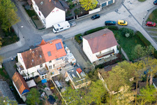 Aerial photograpy of Elsässer Straße x Am Schwanenweier in Kandel in the state Rhineland-Palatinate, Germany