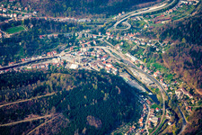 Aerial photograpy of Herbstreith & Fox GmbH & Co. KG Pectin Factories in the Enz Valley in Neuenbürg in the state Baden-Wuerttemberg, Germany