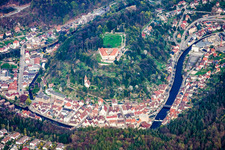 Oblique view of Castle Neuenbürg in Neuenbürg in the state Baden-Wuerttemberg, Germany
