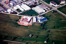 Ittersbach, industrial area in the district Im Stockmädle in Karlsbad in the state Baden-Wuerttemberg, Germany from above