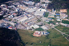 Ittersbach, industrial area in the district Im Stockmädle in Karlsbad in the state Baden-Wuerttemberg, Germany seen from above