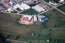 Ittersbach, industrial area in the district Im Stockmädle in Karlsbad in the state Baden-Wuerttemberg, Germany from the plane