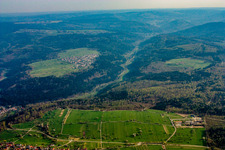 Aerial view of From the north in the district Schielberg in Marxzell in the state Baden-Wuerttemberg, Germany