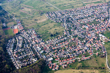 Aerial view of From the southeast in the district Schöllbronn in Ettlingen in the state Baden-Wuerttemberg, Germany