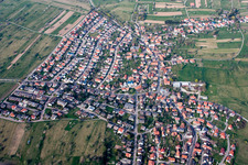 Aerial view of From the southwest in the district Schöllbronn in Ettlingen in the state Baden-Wuerttemberg, Germany