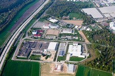 Aerial view of FlowServe Flow Control in the district Bruchhausen in Ettlingen in the state Baden-Wuerttemberg, Germany