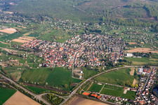 Aerial view of From the west in the district Ettlingenweier in Ettlingen in the state Baden-Wuerttemberg, Germany