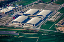 Karlsruhe Trade Fair from the southeast in the district Forchheim in Rheinstetten in the state Baden-Wuerttemberg, Germany