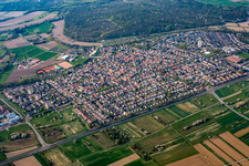 Aerial photograpy of From the west in the district Forchheim in Rheinstetten in the state Baden-Wuerttemberg, Germany