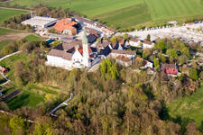 Aerial view of Monastery Andechs in the district Erling in Andechs in the state Bavaria, Germany