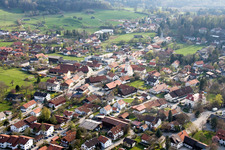Town View of the streets and houses of the residential areas in Andechs in the state Bavaria
