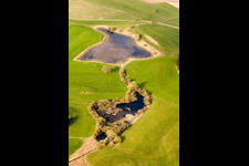 Aerial view of Shores of Lake Seacht'n in Andechs in the state Bavaria